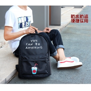 新款韩版学生书包背包可乐包双肩男休闲时尚户外防水旅行包尼龙