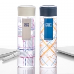 创意简约格子玻璃杯女学生便携随手杯子耐热玻璃茶杯