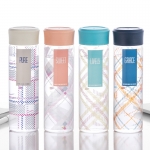 创意简约格子玻璃杯女学生便携随手杯子耐热玻璃茶杯