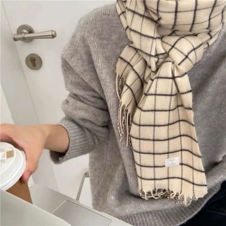 2020年韩国东大门围巾秋冬新时尚百搭格子流苏保暖男女情侣围脖