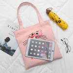 ins网红款韩国可爱少女粉红豹情侣单肩手提帆布包斜跨百搭购物袋