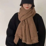 ZARA秋冬新款围巾女复古英伦风格子仿羊绒保暖百搭披肩秋冬两用