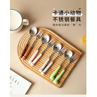 卡通不锈钢儿童勺叉套装饭勺
