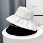 设计感链条珍珠渔夫帽子女春夏季遮阳防晒太阳帽时尚洋气小众盆帽