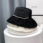 设计感链条珍珠渔夫帽子女春夏季遮阳防晒太阳帽时尚洋气小众盆帽