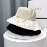 设计感链条珍珠渔夫帽子女春夏季遮阳防晒太阳帽时尚洋气小众盆帽