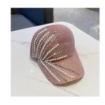 镂空针织水钻珍珠鸭舌帽遮阳帽