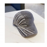 镂空针织水钻珍珠鸭舌帽遮阳帽