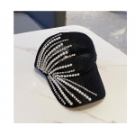 镂空针织水钻珍珠鸭舌帽遮阳帽