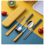 304不锈钢筷子勺子套装学生儿童叉子收纳盒