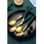 勺子不锈钢304加厚陶瓷柄高颜值网红勺