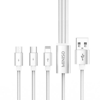 MINISO SO-SJL1129一拖三数据线（银白色）