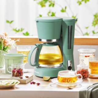 柏翠（petrus）咖啡机家用小型迷你大容量美式滴漏壶滴滤机泡茶机PE2100 浅绿色
