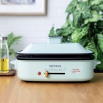 柏翠 ( petrus) 多功能锅料理锅 电烧烤锅电火锅烧烤炉家用电蒸锅 复古绿