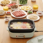 柏翠 ( petrus) 多功能锅料理锅 电烧烤锅电火锅烧烤炉家用电蒸锅 复古绿