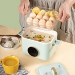 柏翠（Petrus）电煮锅 电热锅 1.2L小电锅一体宿舍办公室小型家用多功能火锅煮面锅PE2360 小仙绿