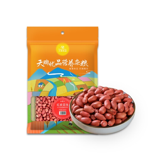 天瑞优品红皮花生500克*2包