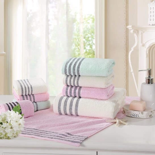 LOVO爱家纯棉毛巾套装/套装四：毛巾×2+浴巾