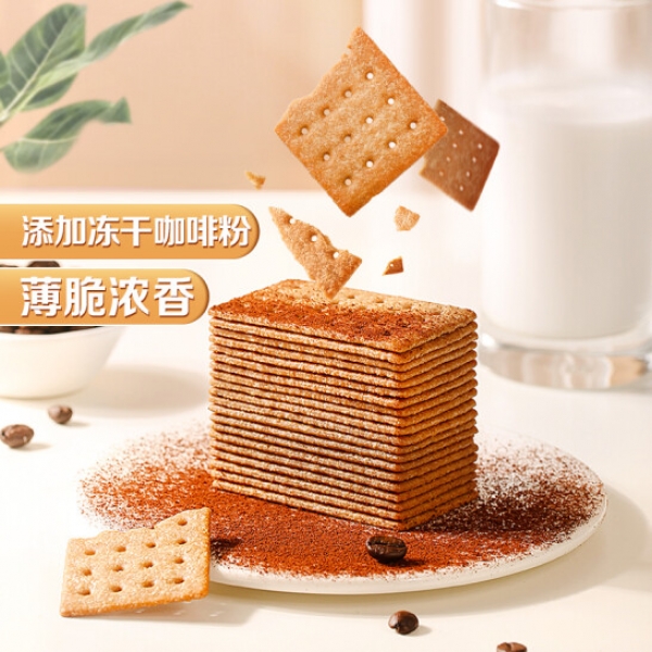 百草味咖啡薄脆饼干（椰香拿铁味）180g*3（L5）