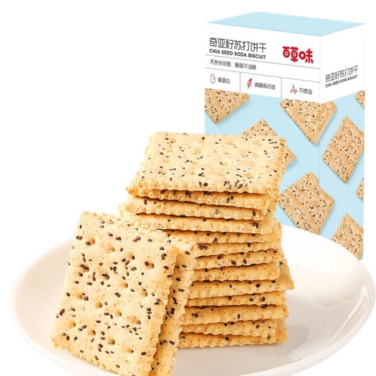 百草味奇亚籽苏打饼干100g*3...