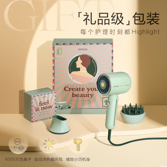 素士SOOCAS 复古电吹风低噪音高速大功率亿级负离子吹风机 小摩筒RH1