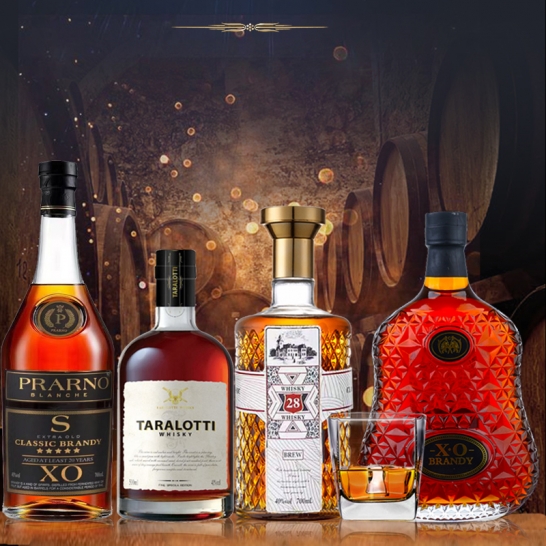 洋酒威士忌白兰地4瓶组合装40度（2瓶威士忌+2瓶白兰地 700ml*3瓶+500ml*1瓶）